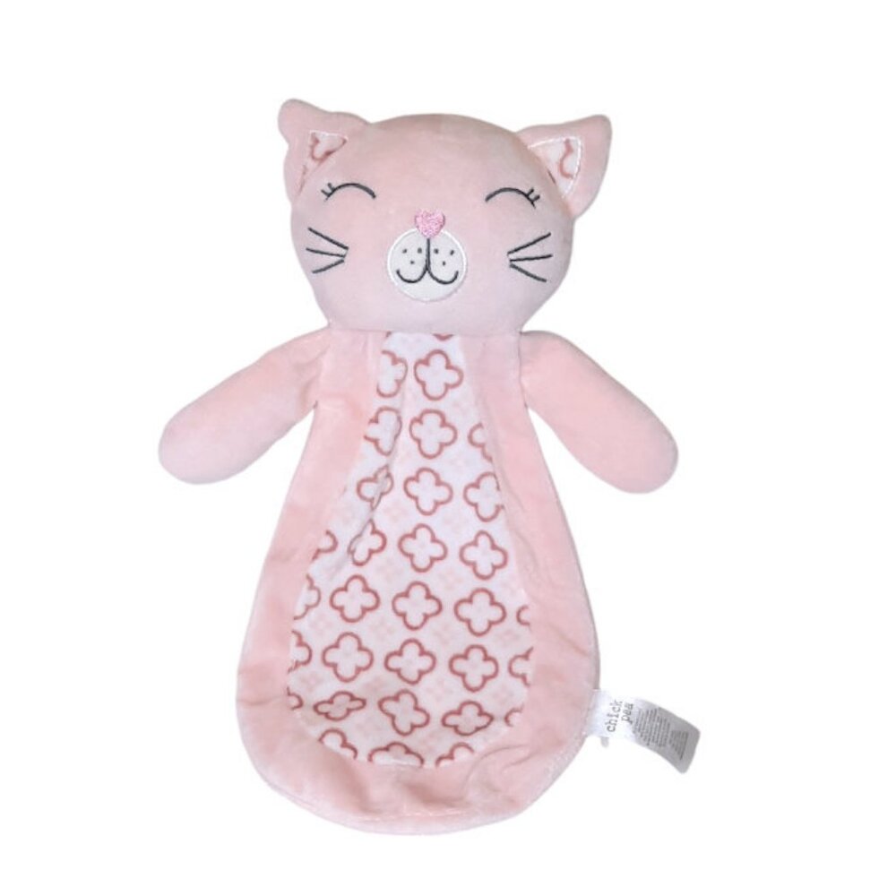 2017 Chick Pea Flatsie Pink Cat Lovey Security Baby Blanket 12"